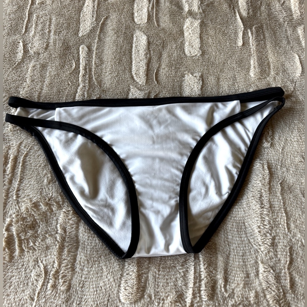 Xhilaration White Bikini Bottom with Black Trim